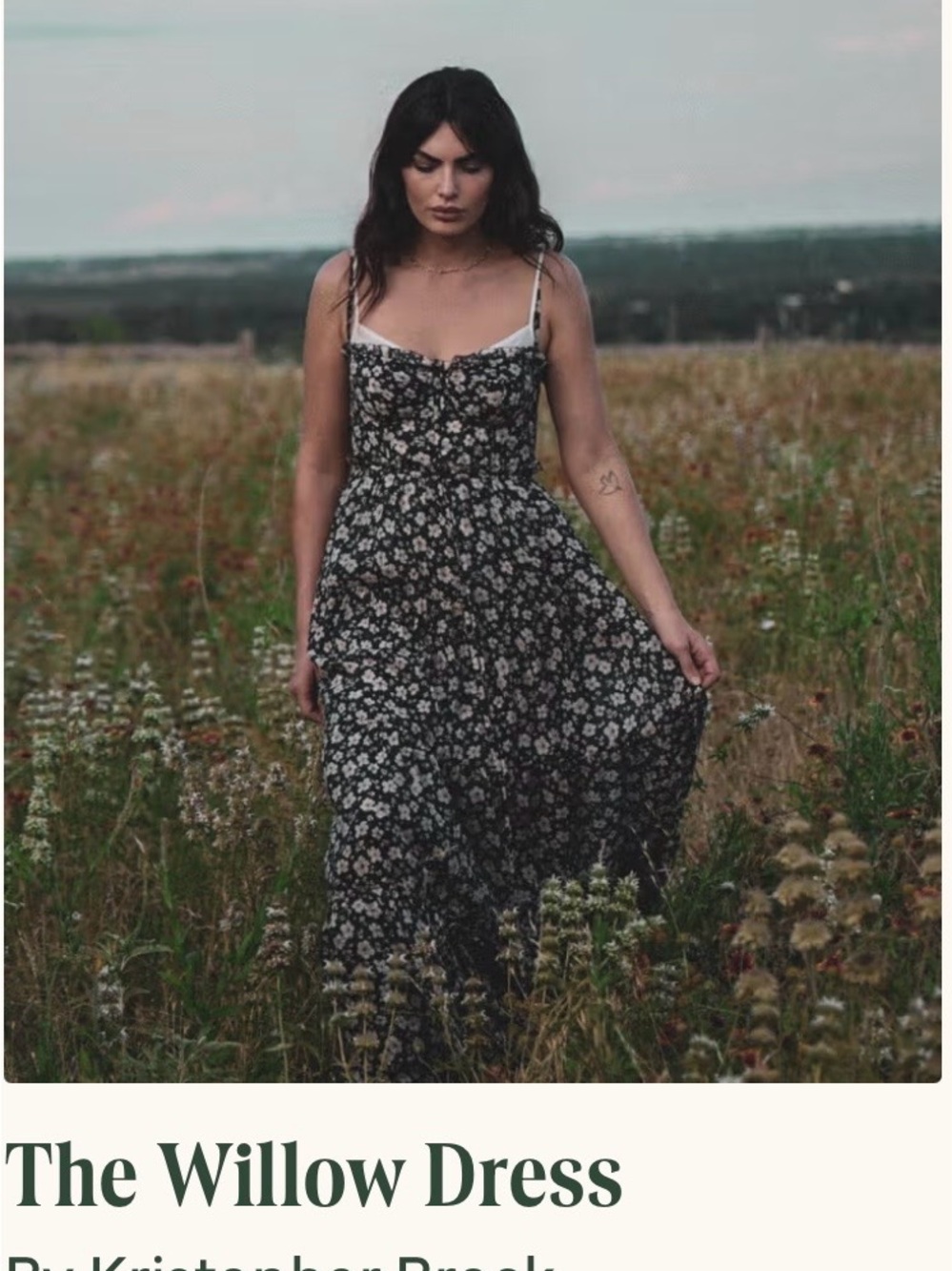 Tecovas Black Floral Maxi Dress with White Blossoms